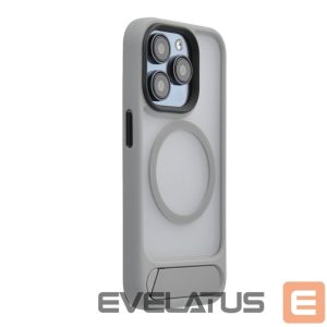 Back panel cover Evelatus Apple iPhone 16 Pro Max Rubber Coated MagSafe With Stand Case Silver