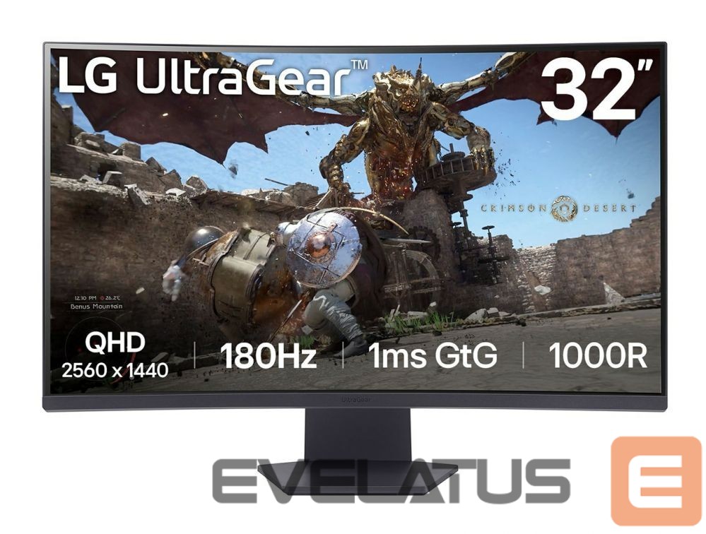 Monitor LG 32GS60QC-B | 32 " | VA | QHD | 16:9 | 180 Hz | 1 ms | 2560 x 1440 pixels | 300 cd/m² | HDMI ports quantity 2