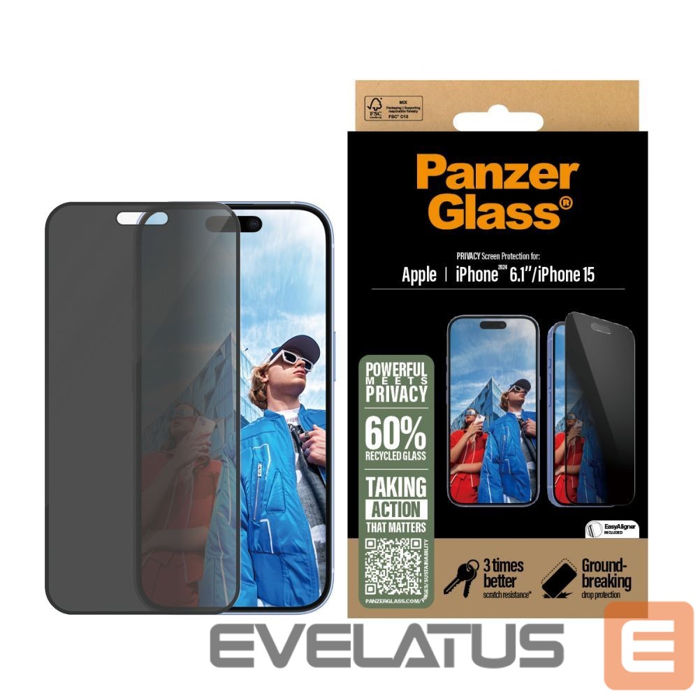 Back panel cover PanzerGlass Privacy Screen Protector iPhone 16 / iPhone 15 | Ultra-Wide Fit |