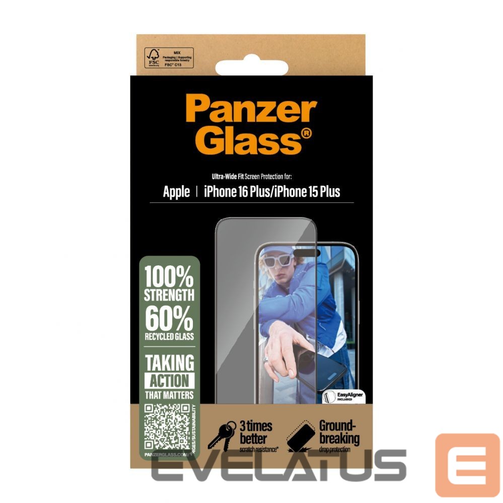 Back panel cover PanzerGlass Screen Protector iPhone 16 Plus / iPhone 15 Plus | Ultra-Wide Fit |