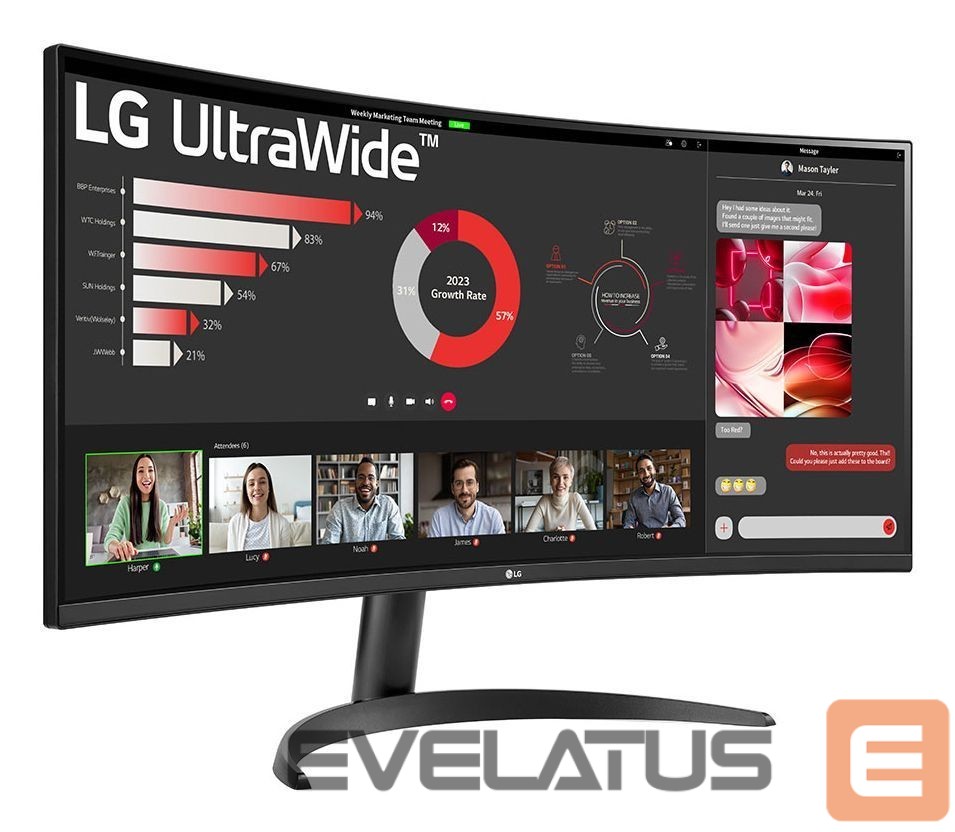 Monitor LG 34WR50QK-B.AEU Curved UltraWide Monitor 34"/21:9, 3440x1440, HDMI, DisplayPort USB