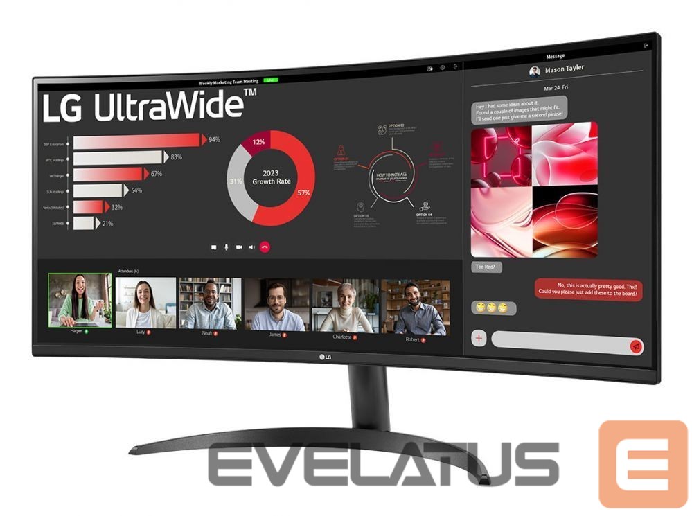 Monitor LG 34WR50QK-B.AEU Curved UltraWide Monitor 34"/21:9, 3440x1440, HDMI, DisplayPort USB
