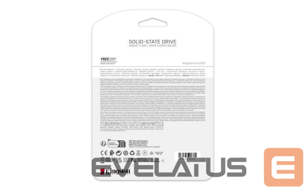 Hard drive SSD Kingston SSD | NV3 | 4000 GB | SSD form factor M.2 2280 | Solid-state drive interface PCIe 4.0 x4 NVMe | Read speed 6000 MB/s | Write speed 5000 MB/s