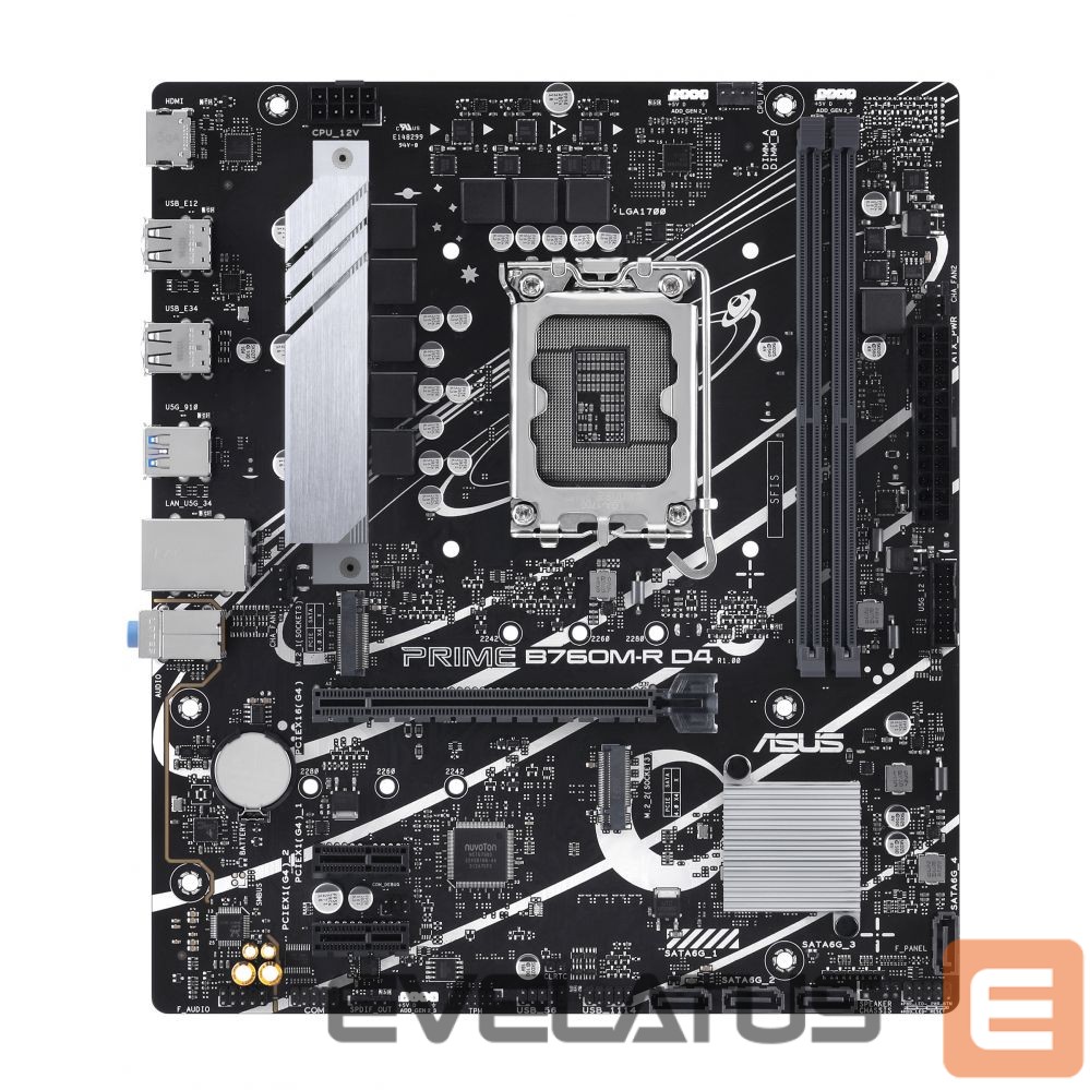 Motherboard for Intel processors Asus PRIME B760M-R D4 | Processor family Intel | Processor socket LGA1700 | Number of SATA connectors 4