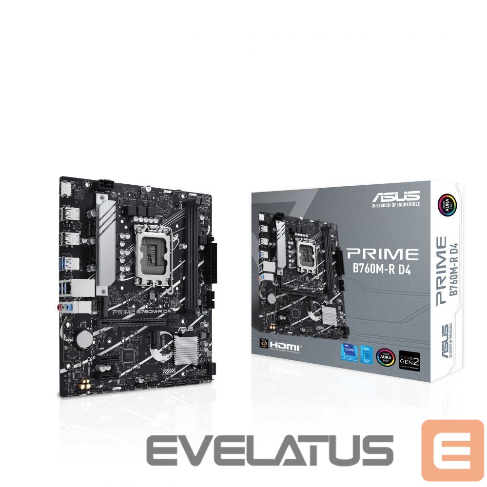 Motherboard for Intel processors Asus PRIME B760M-R D4 | Processor family Intel | Processor socket LGA1700 | Number of SATA connectors 4