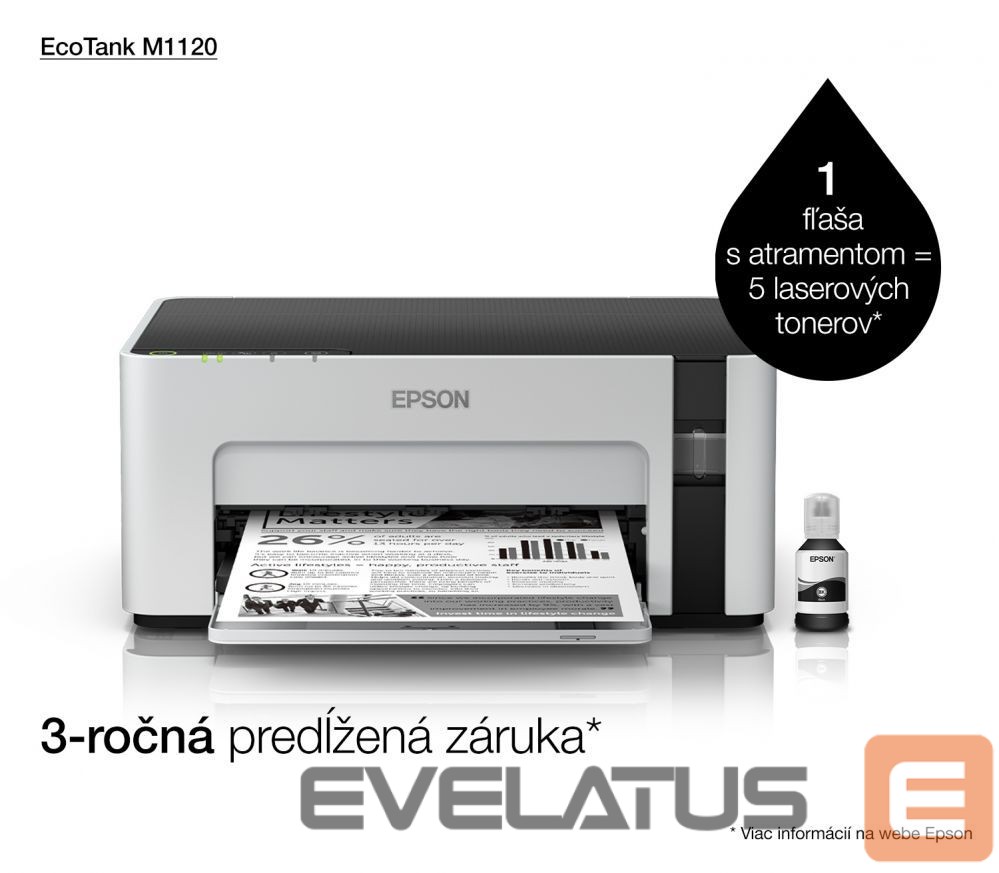 Printer EPSON Printer EcoTank M1120 Mono, Inkjet, Standard, Wi-Fi, A4, Grey