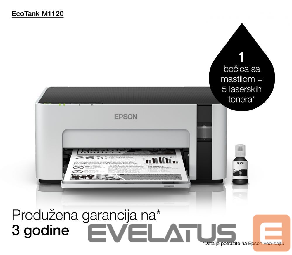 Printer EPSON Printer EcoTank M1120 Mono, Inkjet, Standard, Wi-Fi, A4, Grey
