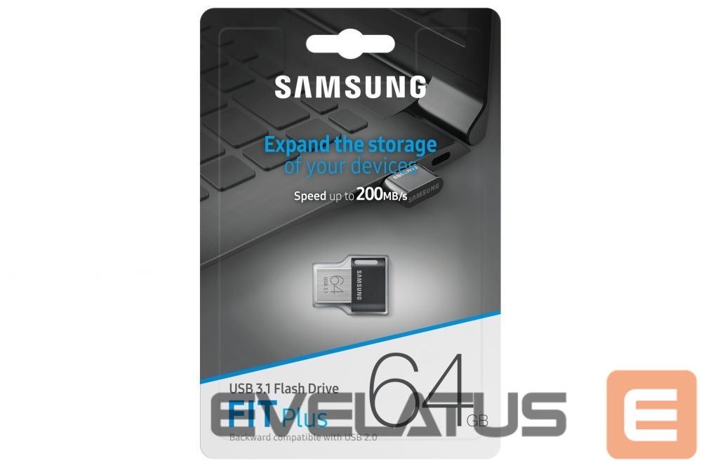 Flash drive Samsung FIT Plus MUF-64AB/APC 64 GB, USB 3.1, Black/Silver