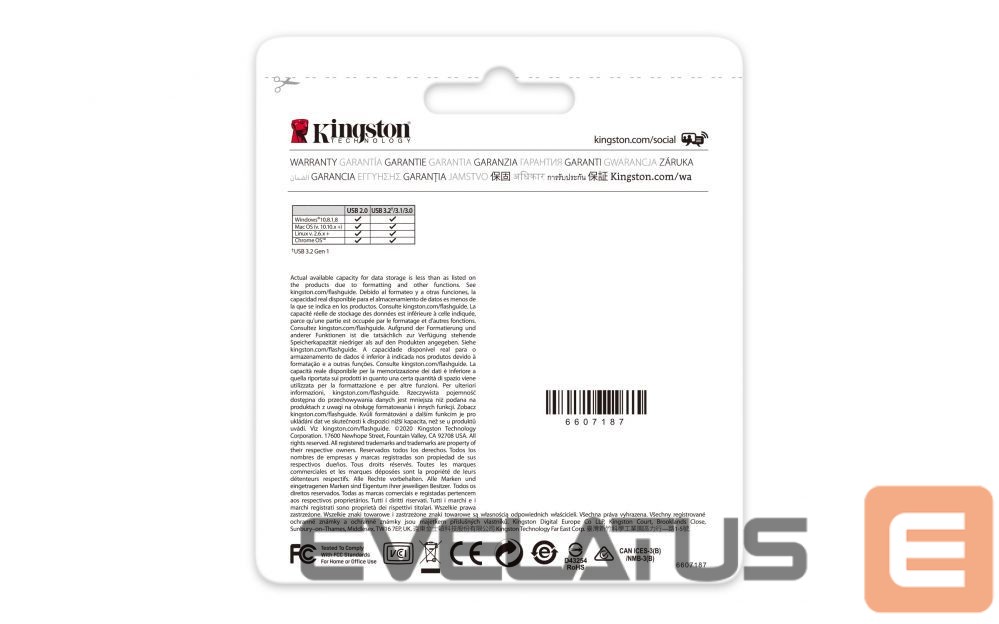 Flash drive Kingston USB Flash Drive DataTraveler Kyson 256 GB, Type-A USB 3.2 Gen 1, Silver