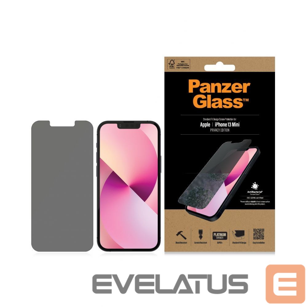 Back panel cover PanzerGlass Apple, iPhone 13 Mini, Tempered glass, Black, Privacy Screen Protector