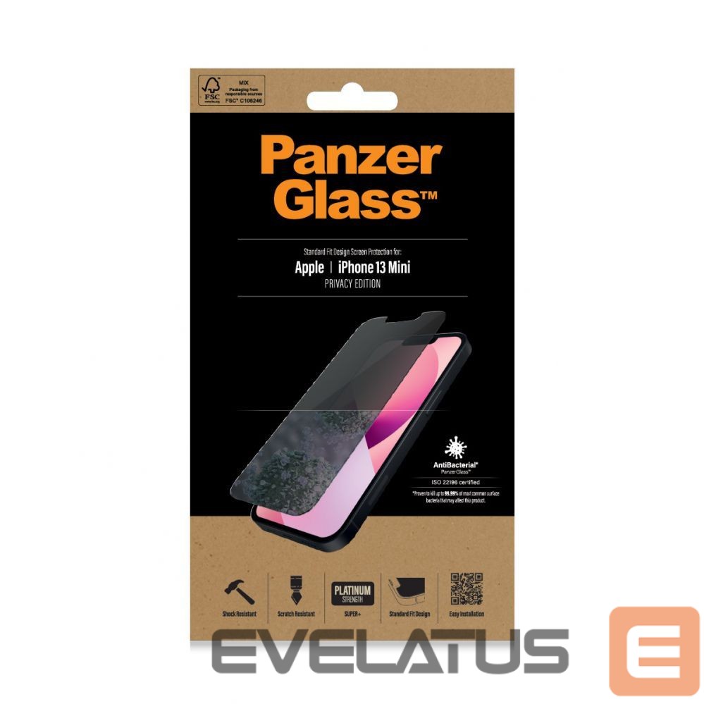 Back panel cover PanzerGlass Apple, iPhone 13 Mini, Tempered glass, Black, Privacy Screen Protector