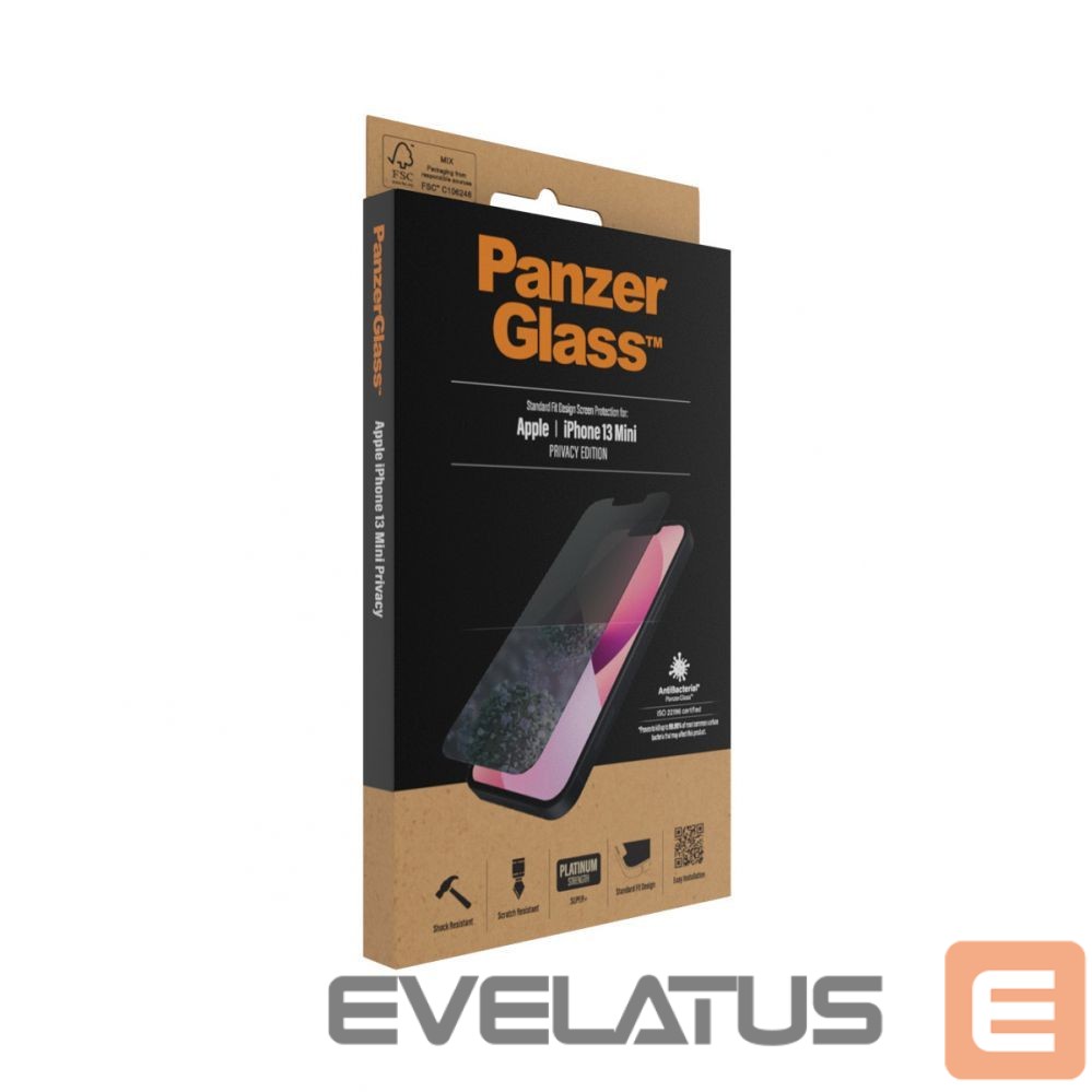 Back panel cover PanzerGlass Apple, iPhone 13 Mini, Tempered glass, Black, Privacy Screen Protector