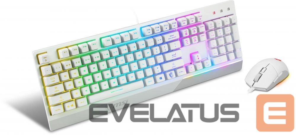 Computer keyboard MSI Vigor GK30 COMBO WHITE Keyboard and Mouse Set, Wired, Mouse included, US, White