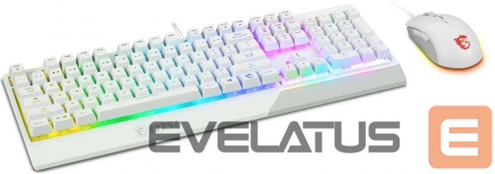 Computer keyboard MSI Vigor GK30 COMBO WHITE Keyboard and Mouse Set, Wired, Mouse included, US, White