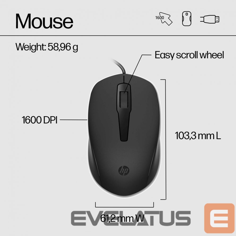 Computer accessories HP HP 150 Wired Mouse and Keyboard (EN)