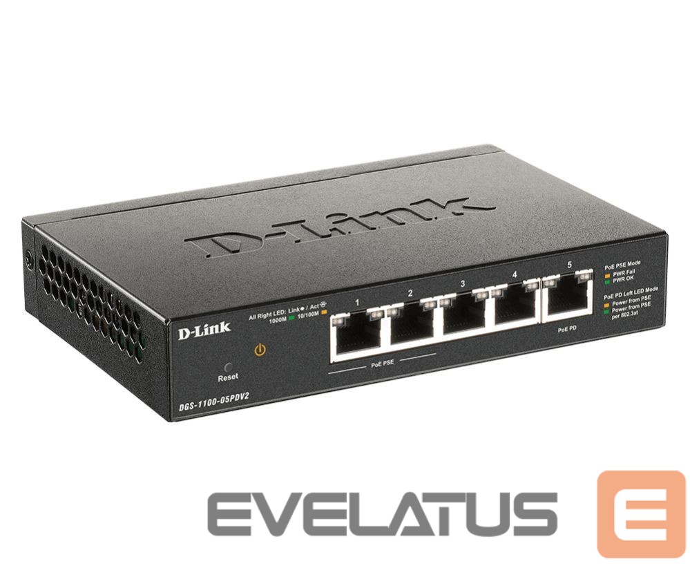 Server - Other Accessories D-link 5-Port Gigabit PoE Smart Managed Switch and PoE Extender DGS-1100-05PDV2 Web managed, Desktop