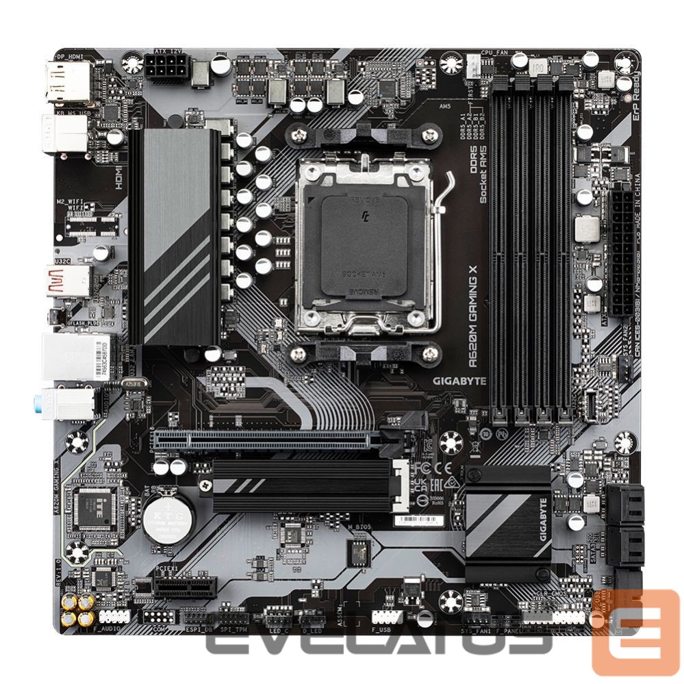 Motherboard for Intel processors Gigabyte A620M GAMING XG10 Processor family AMD, Processor socket AM5, DDR5 DIMM, Memory slots 4, Supported hard disk drive interfaces SATA, M.2, Number of SATA connectors 4, Chipset AMD A620, Micro ATX