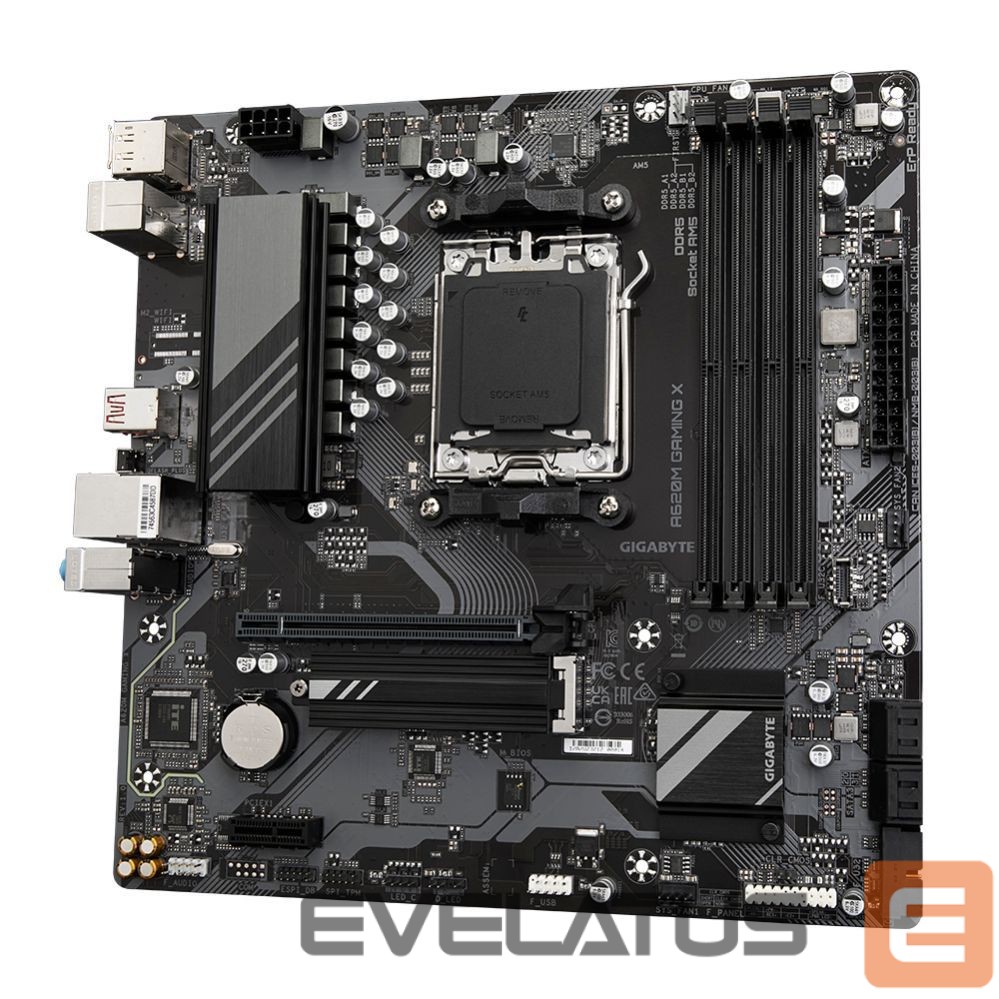Motherboard for Intel processors Gigabyte A620M GAMING XG10 Processor family AMD, Processor socket AM5, DDR5 DIMM, Memory slots 4, Supported hard disk drive interfaces SATA, M.2, Number of SATA connectors 4, Chipset AMD A620, Micro ATX