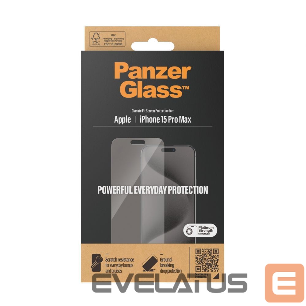 Back panel cover PanzerGlass Screen Protector iPhone 2023 6.7 Pro Max | Classic Fit