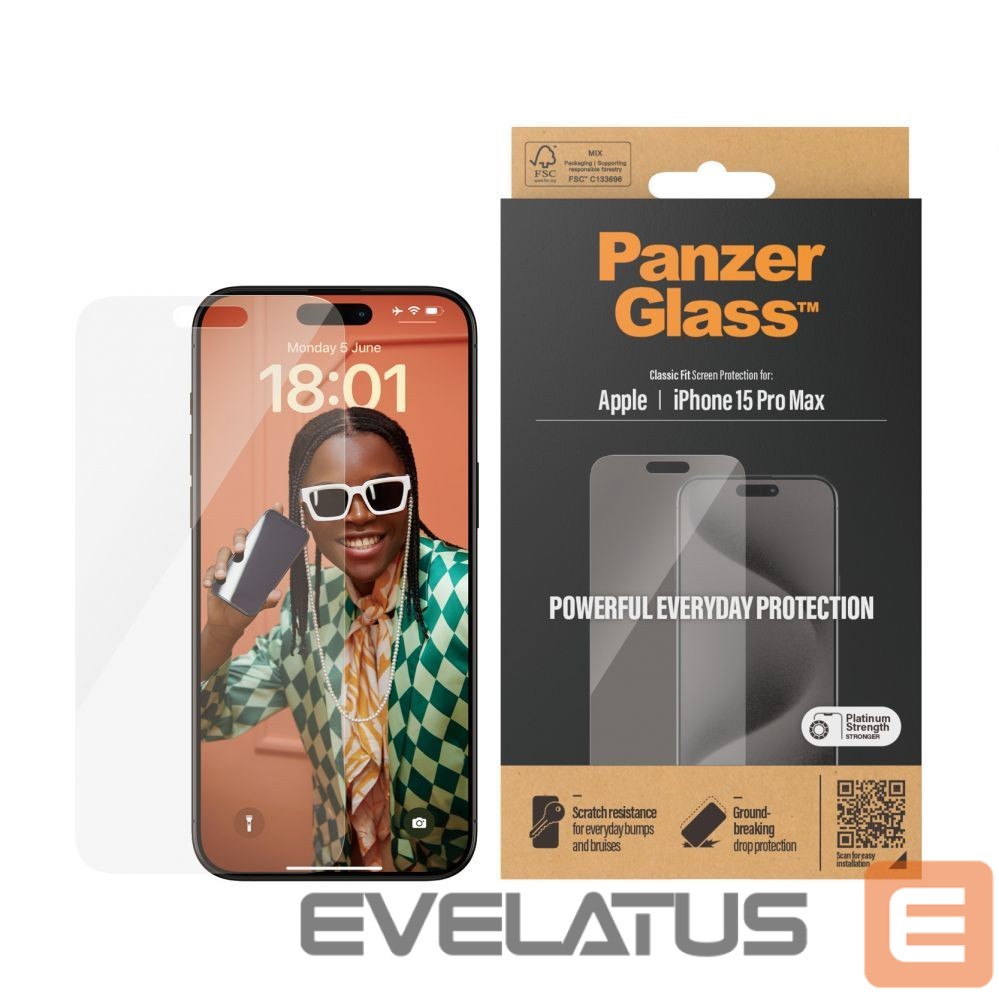 Back panel cover PanzerGlass Screen Protector iPhone 2023 6.7 Pro Max | Classic Fit