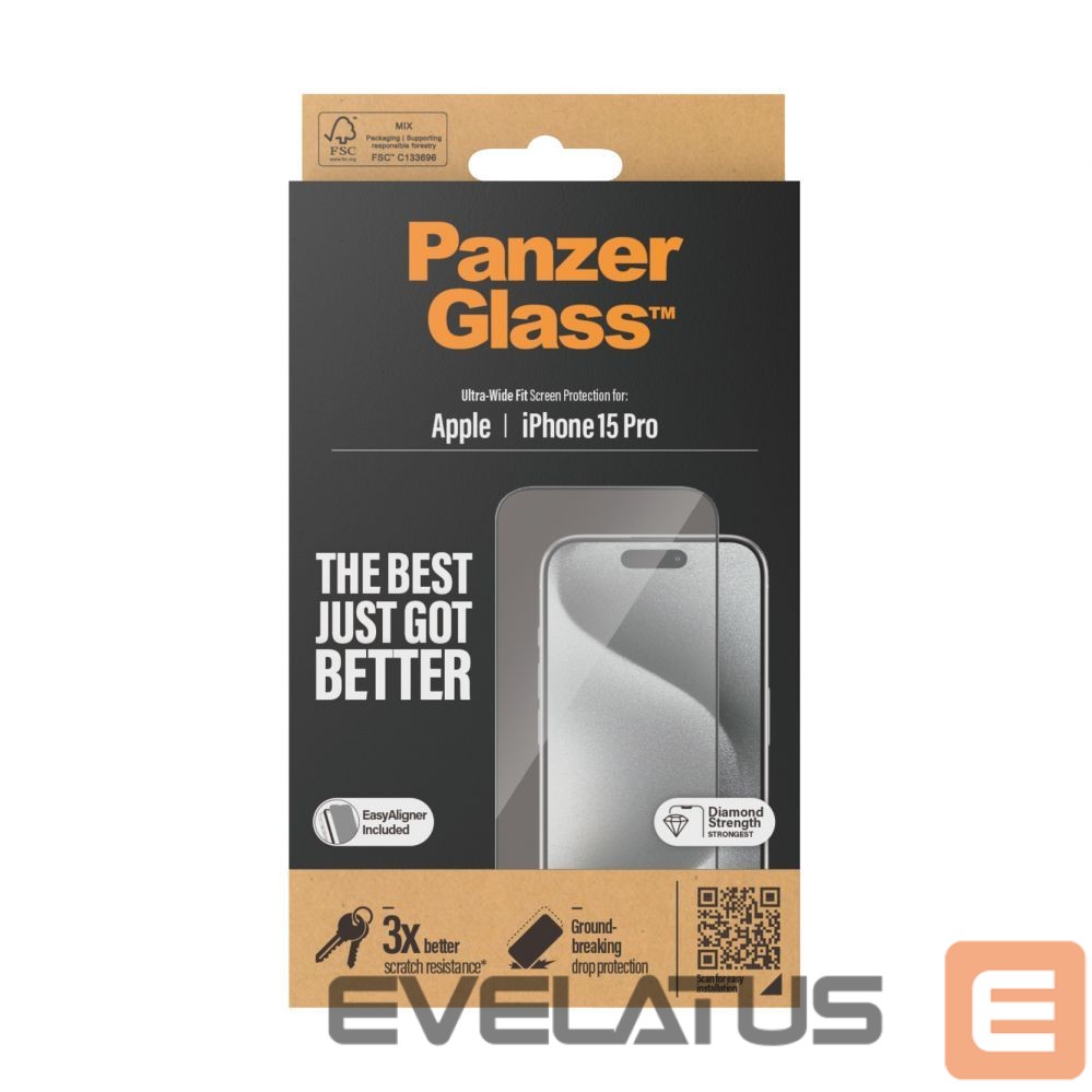 Back panel cover PanzerGlass Screen Protector iPhone 2023 6.1 Pro | Ultra-Wide Fit w. EasyAligner