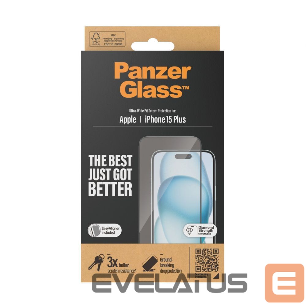 Back panel cover PanzerGlass Screen Protector iPhone 2023 6.7 | Ultra-Wide Fit w. EasyAligner