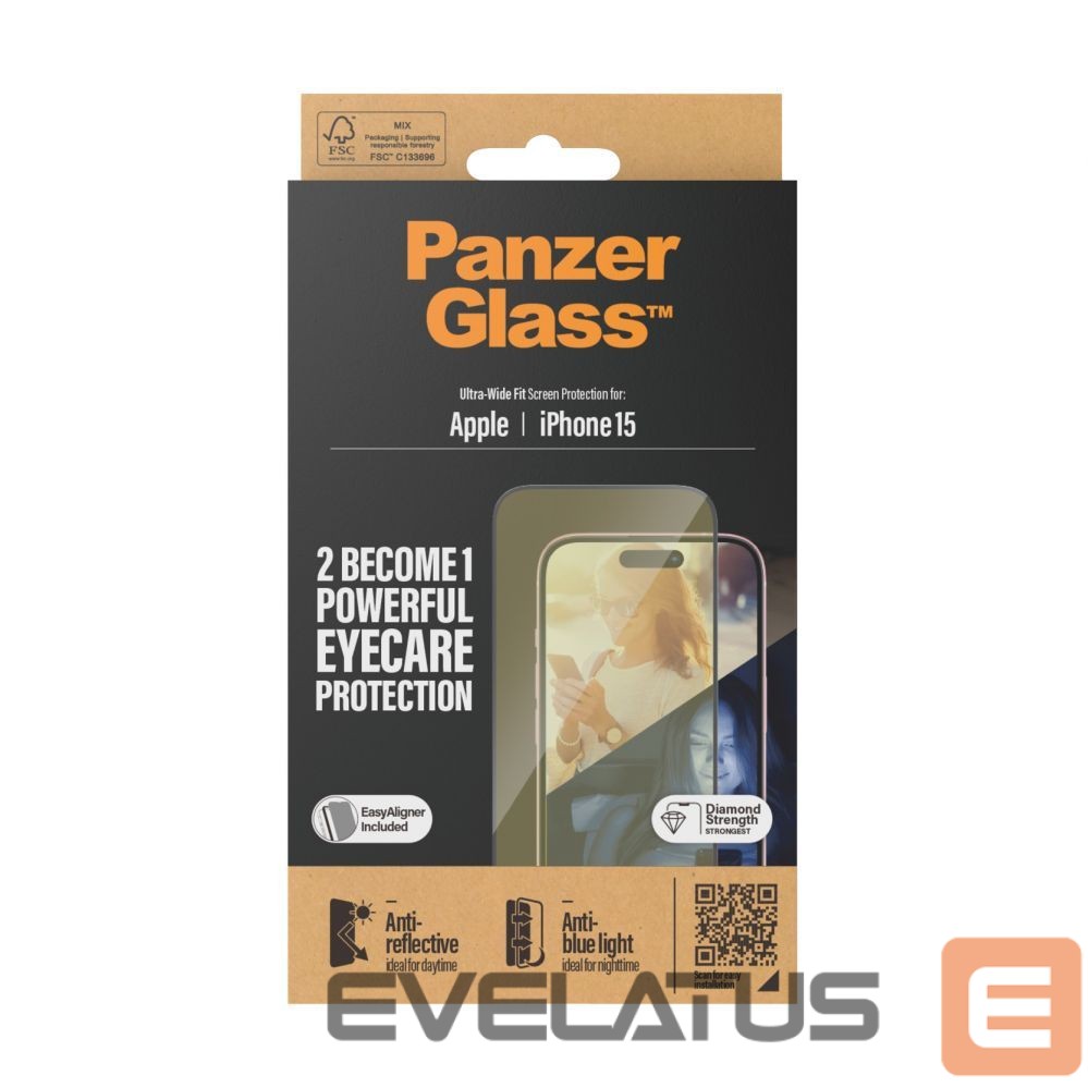 Back panel cover PanzerGlass Eyecare Screen Protection iPhone 2023 6.1 | Ultra-Wide Fit w. EasyAligner