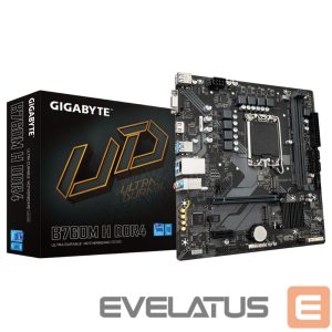 Motherboard for Intel processors Gigabyte  B760M H DDR4 1.0 M/B Processor family Intel, Processor socket LGA1700, DDR4 DIMM, Memory slots 2, Supported hard disk drive interfaces 	SATA, M.2, Number of SATA connectors 4, Chipset Intel B760 Express, Micro ATX 