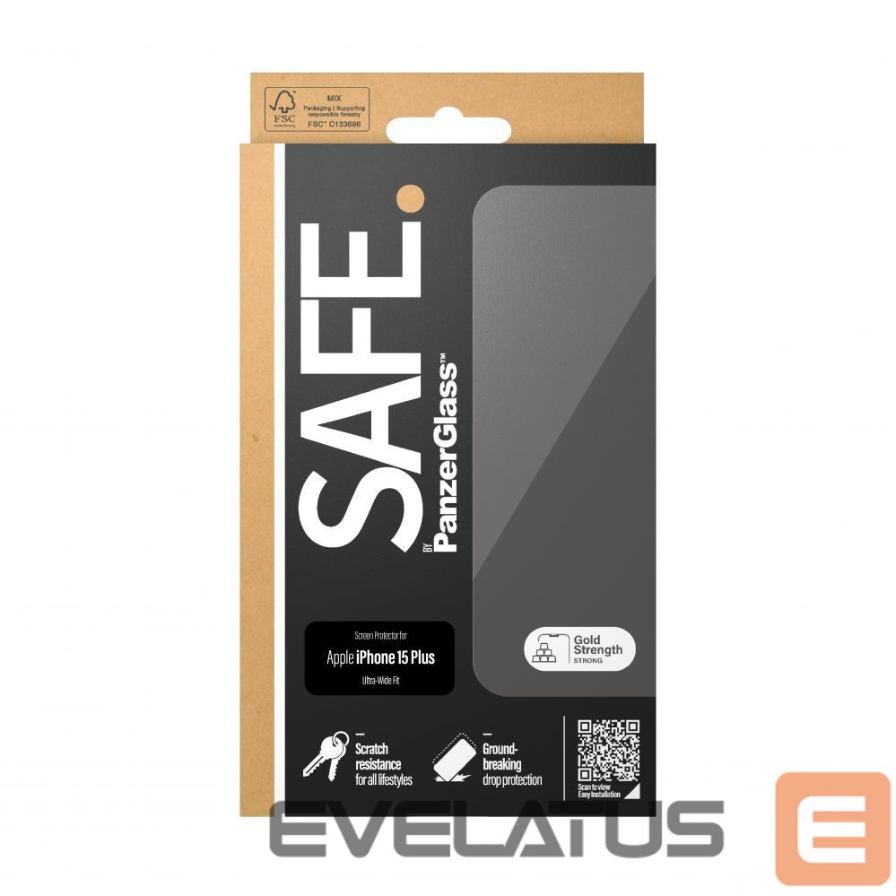 Back panel cover PanzerGlass SAFE. Screen Protector Iphone15 PLUS Ultra-Wide Fit