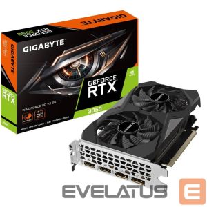 Graphic card / Video cards Gigabyte  Graphics Card||NVIDIA GeForce RTX 3050|6 GB|GDDR6|96 bit|PCIE 4.0 16x|Memory 14000 MHz|GPU 1477 MHz|2xHDMI|2xDisplayPort|GV-N3050WF2OCV2-6GD 