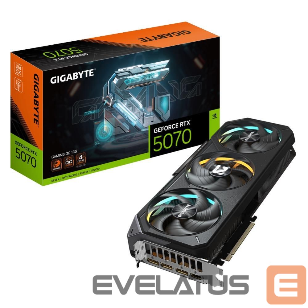 Graphic card / Video cards Gigabyte Graphics Card||NVIDIA GeForce RTX 5070|12 GB|GDDR7|192 bit|PCIE 5.0 16x|GPU 2625 MHz|Triple slot Fansink|1xHDMI|3xDisplayPort|GV-N5070GAMINGOC-12GD