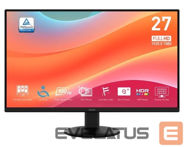 Monitor MSI LCD Monitor||PRO MP272L|27"|Business|Matte|Panel IPS|1920x1080|16:9|100Hz|1 ms|Tilt|Colour Black|PROMP272L