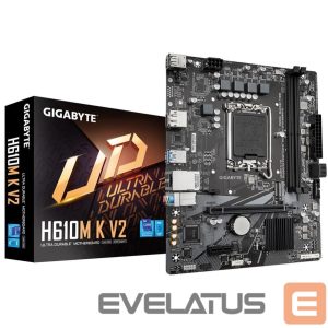 Motherboard for Intel processors Gigabyte  Mainboard||Intel H610|LGA1700|Micro-ATX|Memory DDR5|Memory slots 2|1xPCI-Express 3.0 1x|1xPCI-Express 4.0 16x|1xM.2|1xHDMI|1xDisplayPort|4xUSB 2.0|2xUSB 3.2|1xPS/2|1xRJ45|3xAudio port|H610MKV2 