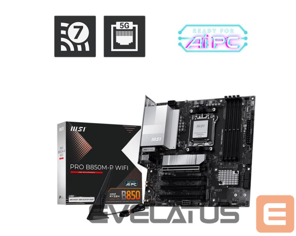 Motherboard for AMD processors MSI Mainboard||AMD B850|SAM5|Micro-ATX|Memory DDR5|Memory slots 4|PROB850M-PWIFI