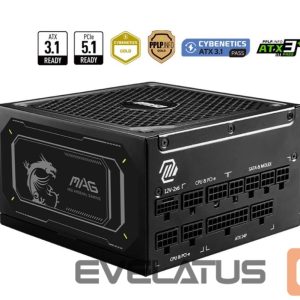 Power Supply MSI  Power Supply||MAG A1000GL PCIE5 II|ATX 3.1|1000 Watts|Efficiency 80 PLUS GOLD|PFC Active|MAGA1000GLPCIE5II 