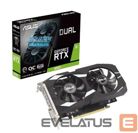 Graphic card / Video cards Asus Graphics Card||NVIDIA GeForce RTX 3050|6 GB|GDDR6|96 bit|PCIE 4.0 16x|Dual Slot Fansink|1xDVI-D|1xHDMI|1xDisplayPort|DUAL-RTX3050-O6G
