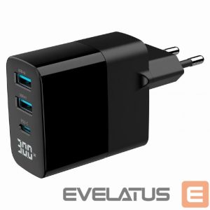 Cables and wires Gembird  CHARGER USB 30W 3PORT/TA-UC-PDQC30LCD-BK-02 