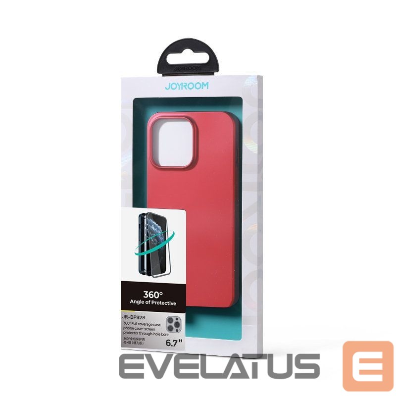 Back panel cover Joyroom - Joyroom 360 Full Case front and back cover for iPhone 13 Pro Max + tempered glass screen protector red (JR-BP928 red)