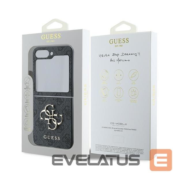 Back panel cover Guess Guess Leather 4G Metal Logo Case for Samsung Galaxy Z Flip 6 - Black
