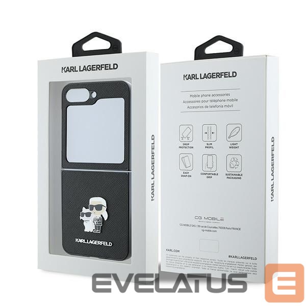 Back panel cover Karl Lagerfeld Karl Lagerfeld Saffiano Metal Pin Case for Samsung Galaxy Z Flip 6 - Black