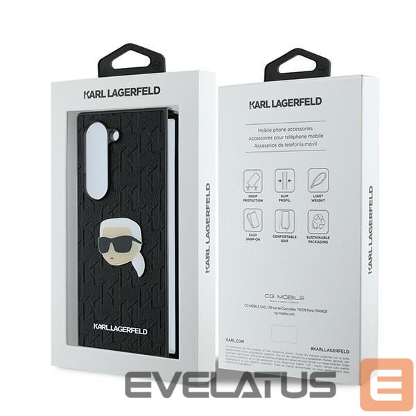 Back panel cover Karl Lagerfeld Karl Lagerfeld Saffiano Monogram Head Pin Case for Samsung Galaxy Z Fold 6 - Black