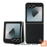 Back panel cover Mercedes-Benz  Mercedes Leather Wood Imitation MagSafe Case for Samsung Galaxy Z Flip 6 - Black 