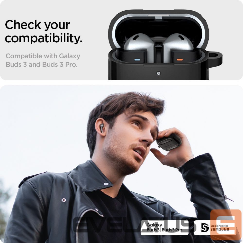 Back panel cover Spigen Spigen Rugged Armor Samsung Galaxy Buds 3 / 3 Pro Case - Black