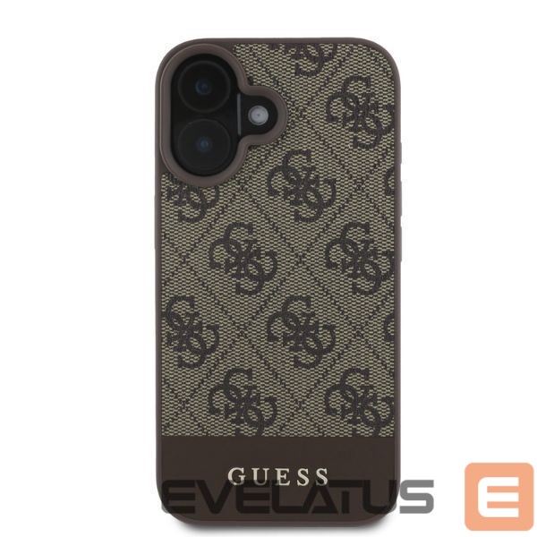 Back panel cover Guess Guess 4G Bottom Stripe iPhone 16 Case - Brown