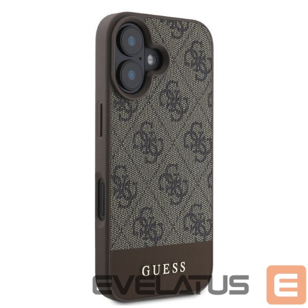 Back panel cover Guess Guess 4G Bottom Stripe iPhone 16 Case - Brown