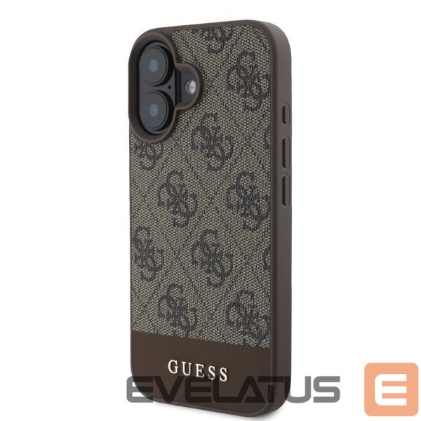 Back panel cover Guess Guess 4G Bottom Stripe iPhone 16 Case - Brown