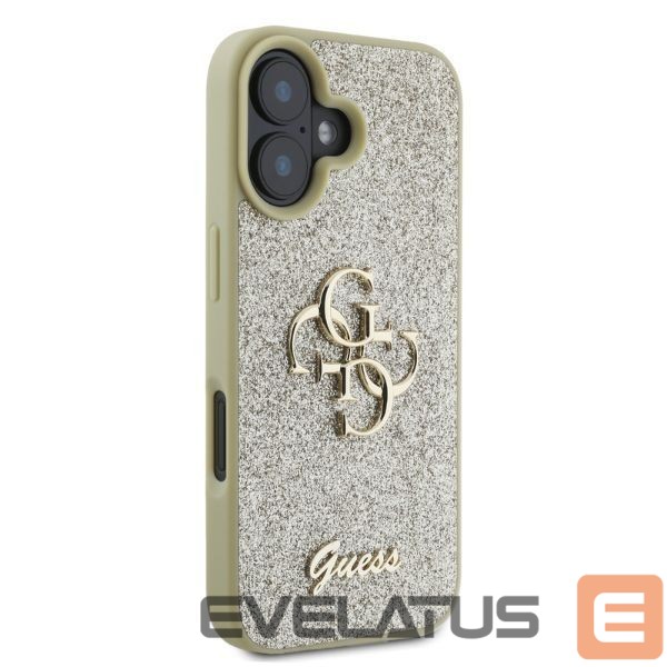 Back panel cover Guess Guess Fixed Glitter Big 4G iPhone 16 Case - Gold