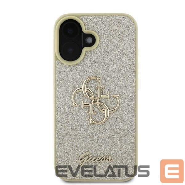 Back panel cover Guess Guess Fixed Glitter Big 4G iPhone 16 Case - Gold