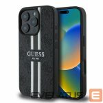 Back panel cover Guess  Guess 4G Printed Stripes MagSafe case for iPhone 16 Pro - black