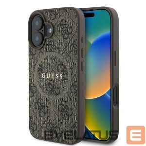 Back panel cover Guess  Guess 4G Ring Classic Logo MagSafe iPhone 16 Plus Case - Brown